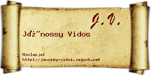 Jánossy Vidos névjegykártya